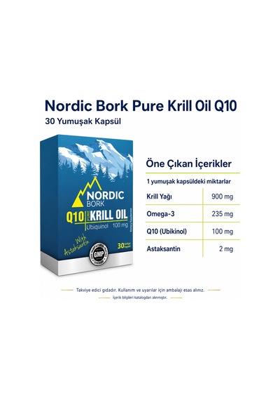 Nordic Bork Pure Krill Oil Q10 Krill Yağı 30 Yumuşak Kapsül