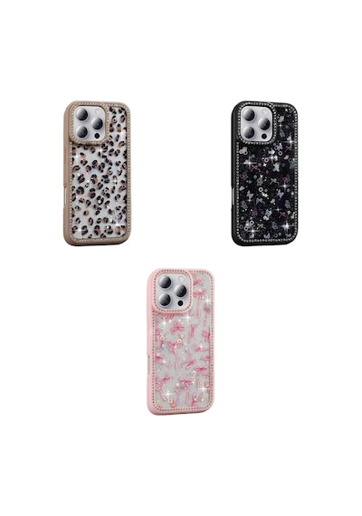 Apple Uyumlu iPhone15 Pro Kılıf Taşlı Simli Kenarları Silikon Parıltılı Azra Kapak Telefon Kılıfı Kamera K