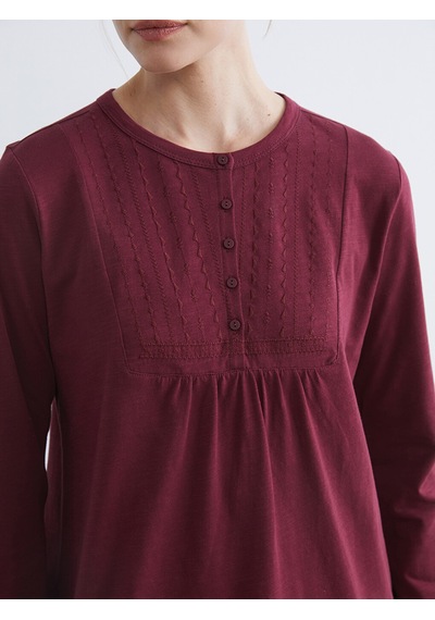 Lcw Grace Bordo Bisiklet Yaka Nakışlı Bluz