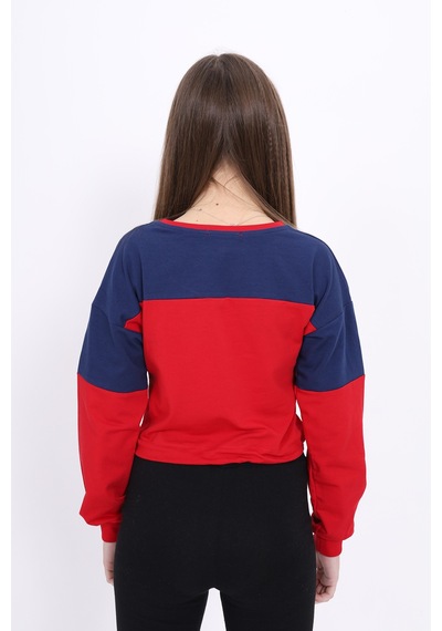 Toontoy Kız Çocuk Varaklı Girl Baskılı Sweatshirt Lacivert