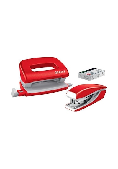 Leitz Nexxt Wow Mini Zımba Ve Delgeç Seti - Kırmızı - Kod:55612026
