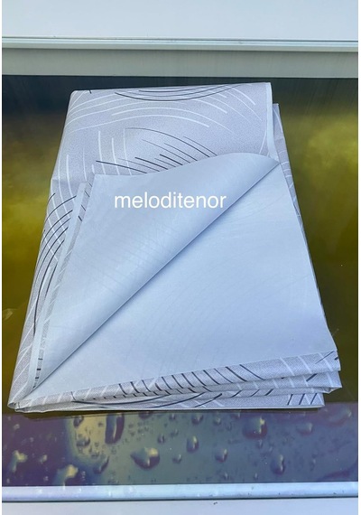 Kalın Elyaf Astarlı Pürüzsüz Silinebilir Kaliteli Modern Çizgili Kaymaz Pvc Muşamba Masa Örtüsü Gri, 100 X 14 Diğer