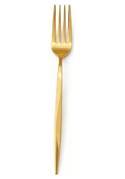6'lı Gold Paslanmaz Çelik Tatlı Çatalı Parlak Altın Renk Modern Küçük Çatalı Altın