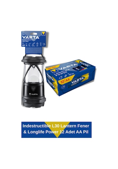 Indestructible L30 Lantern & Longlife Power Alkalin Aa Kalem Pil 12 Adet Siyah