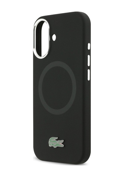 Apple Uyumlu iPhone 17 Kılıf Lacoste Lisanslı M-safeli İkonik Logolu Metal Kamera Çerçeveli Silikon Kapak Siyah Siyah