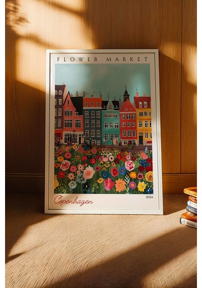 Kopenhag Danimarka Çerçeveli Tablo Seyahat Severlere Salon Ve Ofis İçin Estetik Duvar Dekoru Travel Flower Market