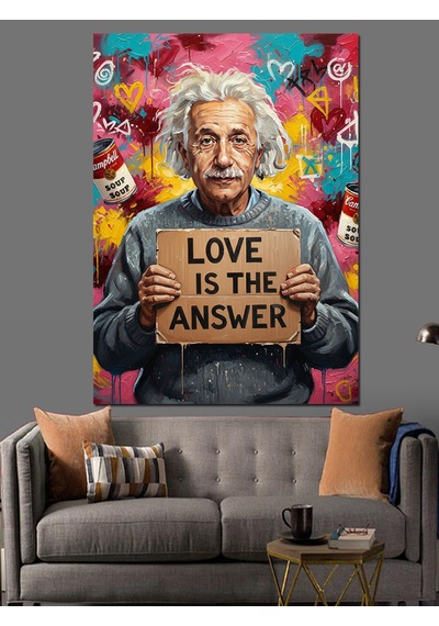 Albert Einstein Aşkın Tatlı Dili Dekoratif Kanvas - Mdf Ahşap Tablo