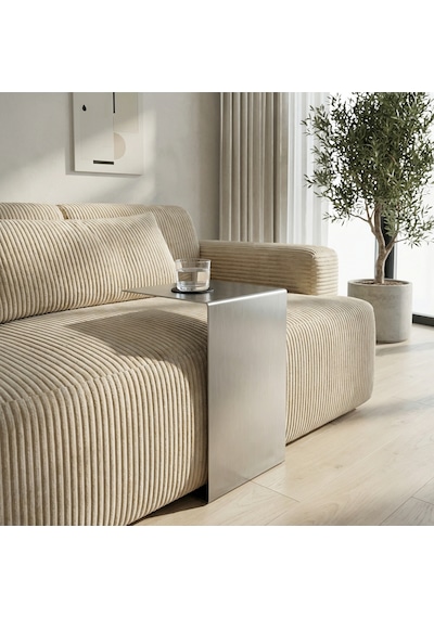Metal Koltuk Üstü C Sehpa Modern Minimal Yan Sehpa Gri