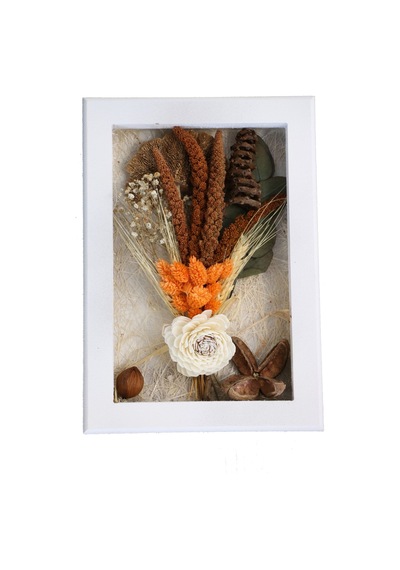 Dekoratif Kuru Çiçek Çerçeve Tablo - 30 Cm Hazan