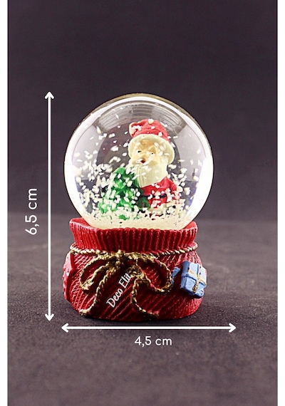 Yeni Yıl Hediyesi Dekoratif Yeni Yıl Noel Baba Ve Çam Ağacı Temalı Mini Boy Kar Küresi 6,5 Cm Kar Küresi
