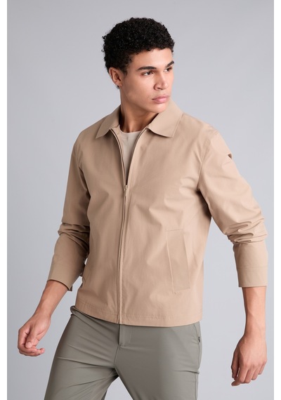 Defacto Su İtici Slim Fit Fermuarlı Gömlek Yaka Mont H1884ax26aubg716 Bej-bg716