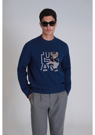 Lufian Pıtcher Erkek Sweatshirt Saks Saks 112030138100240 Saks