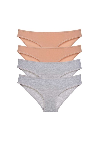 4 Adet Set Likralı Kadın Slip Külot Ten Gri