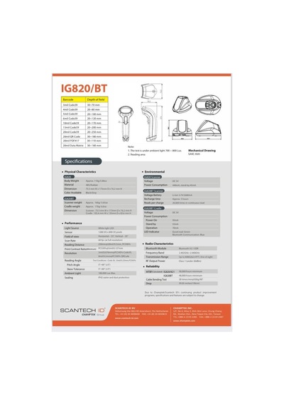 Scantech Cmt Ig820Bt 2D (Karekod) Kablosuz Barkod Okuyucu