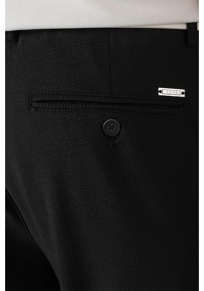 Efor Comfort Fit Gofre Kumaş Pileli Pamuk Casual Siyah Pantolon P 1148 Siyah