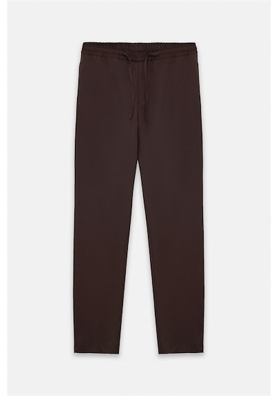 Süvari Koyu Kahve Slim Düz Twill Lastikli Jogger Pantolon Spn2020500028-kh9