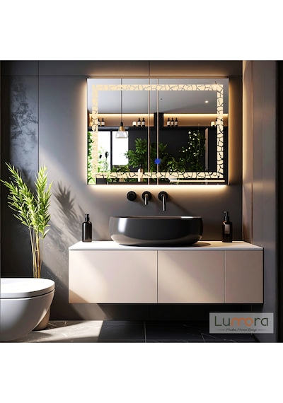 Gleamira Günışığı Lazer Kumlamalı Lavabo & Banyo Aynası Dokunmatik Sensörlü 80 X 60