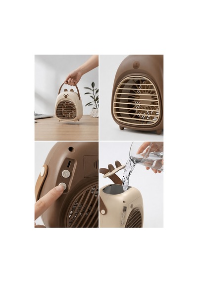 Mini Spray Fan Şarj Edilebilir Masaüstü Sevimli Ayı Fan-1 Adet