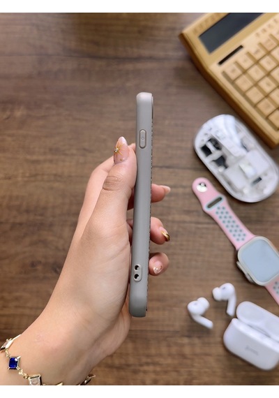 Apple iPhone 7 Uyumlu Premium Deri Dokulu Darbelere Karşı Dayanıklı Nazal Silikon Kılıf Gri