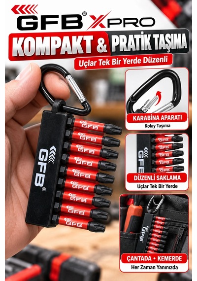 Gfb Xpro 10 Parça 50 Mm Anahtarlıklı Manyetik Tornavida Uç Seti 1/4" S2