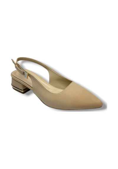 Cshoes C-shoes Hk800-26 Süet Kısa Kare Topuk Arkası Açık Kadın Ayakkabı Bej
