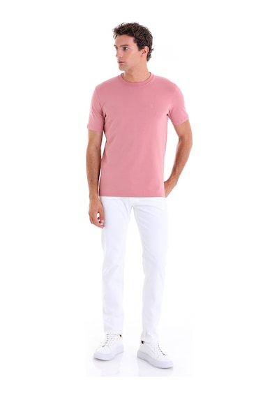Hatemoğlu Pembe Regular Fit Düz Pamuklu Bisiklet Yaka Triko Tişört Pembe