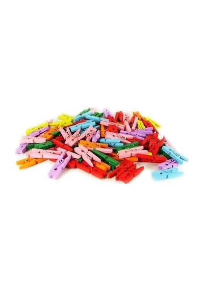 100'lü Renkli Ahşap Mandal 2.5cm 10'lu Paket-1000 Adet