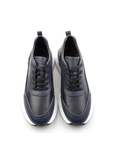 Bambi Lacivert Hakiki Deri Erkek Sneaker E01958176543