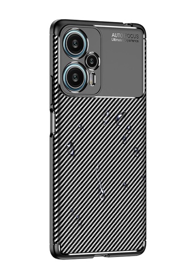 Xiaomi Poco F5 Kılıf Karbon Görünümlü Silikon Kamera Korumalı Üstün Koruma Pazarplus Siyah