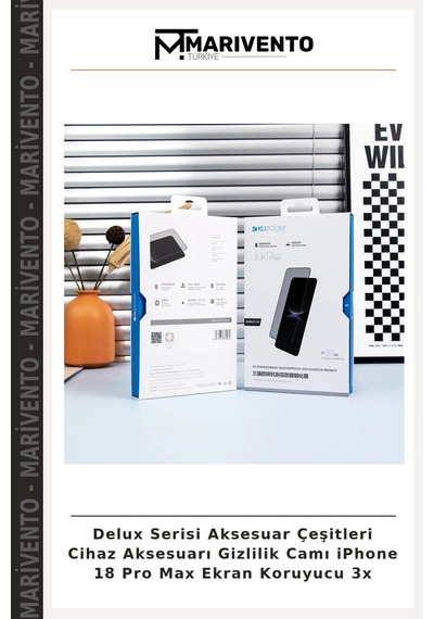 Delux Serisi Aksesuar Çeşitleri Cihaz Aksesuarı Gizlilik Camı İphone 18 Pro Max Ekran Koruyucu 3x