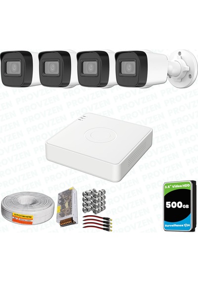 Provzen Hikvision 4 Kameralı Full Hd Geniş Açı Güvenlik Kamerası 500gb Olay Anında Bildirim