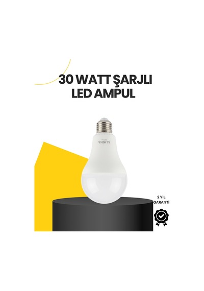 Yüksek Işık Güçlü Şarjlı Led Ampul E27 30w Enerji Tasarruflu Çr