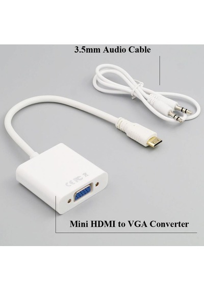 Mini Hdmi To Vga Ses Destekli Çevirici Dönüştürücü Adaptör