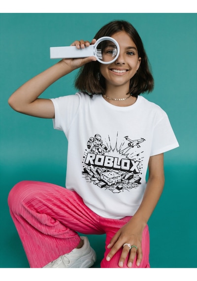 Alpşan Ticaret Roblox Tişört Çocuk T-shirt Roblox Yetişkin Unisex Tişört Beyaz