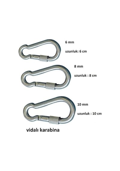 Vidalı Karabina Vidali Karabina 8 MM 10 Adet