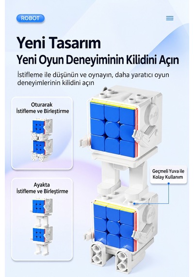 Moyu Meilong 3x3 Manyetik Zeka Küpü Robot Figürlü Saklama Standı Mf8965 12 Cm