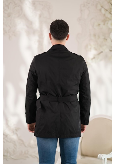 Slim Fit Astarlı Baharlık Kemerli Erkek Trençkot 001