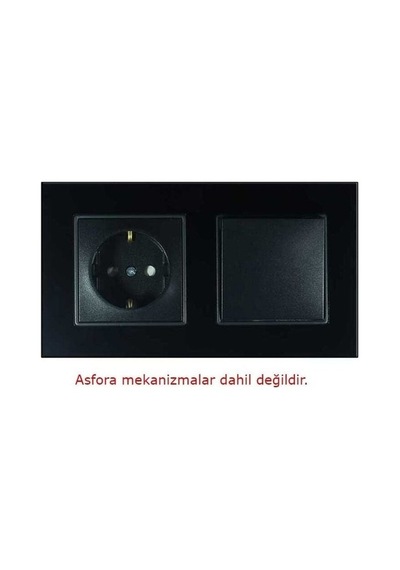 Arvehu Asfir Schneider Asfora Serisine Özel Ikili Parlak Siyah Pleksiglas Anahtar Priz Çerçevesi
