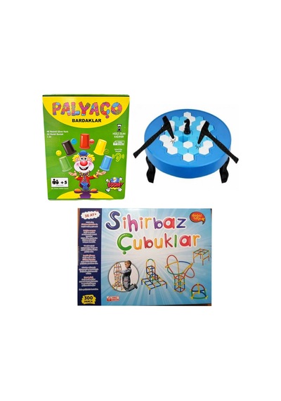 Sihirbaz Çubuk , Buz Kırma , Palyaço Bardak 3 Parça Aile Etkinlik Oyun Seti