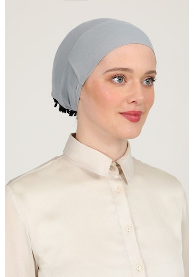 Melodi Scarf Kadın Tesettür Parisien Tüllü Climafit Likralı Nefes Alan Parizyen Dikişsiz Bone Gri Gri