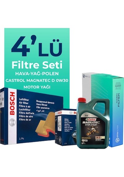 Bosch Ford C-Max 1.5 Dizel Filtre Bakım Seti Castrol Motor Yağlı (2015-2019) 4 Lü