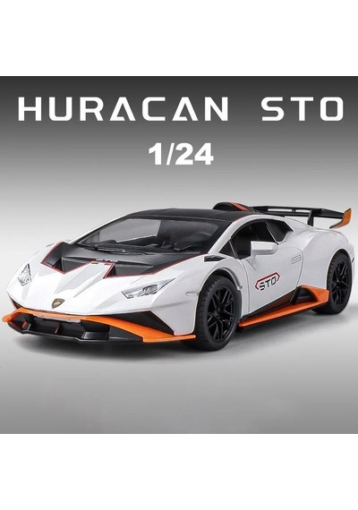 1/24 Ölçek Diecast Metal Lamborghini Huracan Sto Tasarımlı Spor Araba Kapıları Açılan Model Araba
