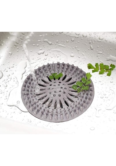 Yuvarlak Silikon Süzgeç 12 Cm Lavabo Ve Küvet Süzgeci, Lavabo Tıkacı Gri Renk 1 Adet M-140 Silikon Diğer