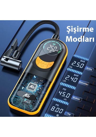Zhltools St-5520 Dijital Basınç Göstergeli Oto Lastik Şişirme Pompası Hava Kompresörü