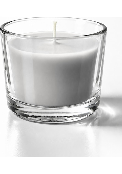 Temiz Çamaşır Kokulu Bardak Mum Beyaz Sabun Aromalı 20 Saat Yanma Beyaz 7,8 6 Cm