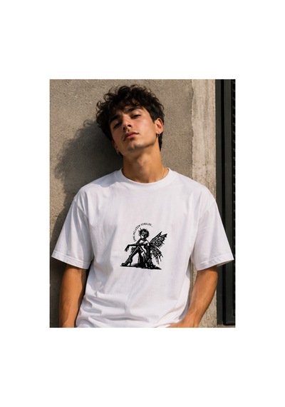 Qmen Style Unisex Beyaz Oversize Baskılı T-shirt Espirili Şans Melağim Baskılı %100 Pamuk Qmen Style Unisex Beyaz Oversize Baskılı T-shirt Espirili Şans Melağim Baskılı %100 Pamuk