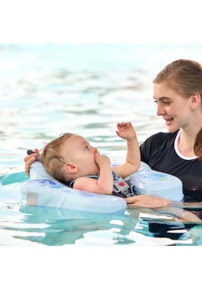 Mambobaby Yüzme Simidi - Mavi Kelebek, Emniyetli, Gölgelikli Ve Ayak Destekli