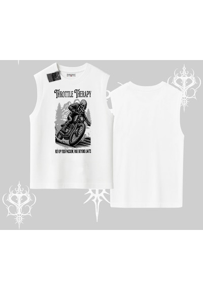 Tarzsokak Kolsuz Tshirt Throttle Therapy No Brakes Just Freedom Beyaz