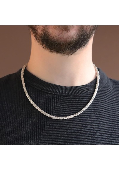 Kral Modeli Oksitsiz 55cm 4mm Gümüş Kolye Gümüş
