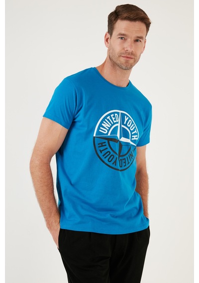 Buratti Baskılı Bisiklet Yaka Pamuklu Slim Fit Erkek T Shirt 541Pusula Mavi Buratti Baskılı Bisiklet Yaka Pamuklu Slim Fit Erkek T Shirt 541Pusula Mavi